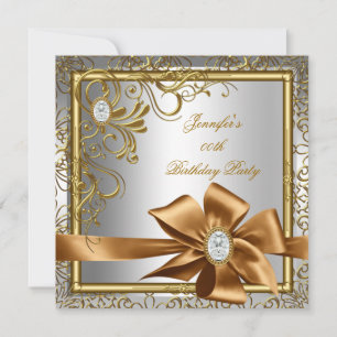 Invitation Elégant Silver Gold Jewel image Anniversaire