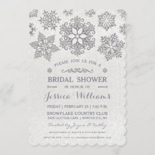 Invitation Élégant Silver Snowflake nuptiale de douche Invita