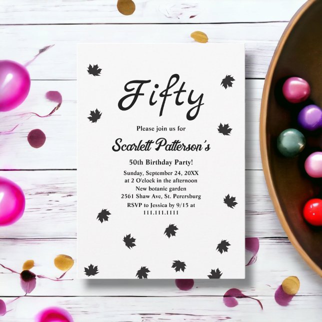 Invitation Elégant Simple Black and White Fall 50e anniversai (Créateur téléchargé)