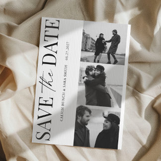 Invitation Elegant Simple Black and White Photo Save the Date