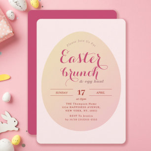 Invitation Elégant Simple Brunch de Pâques Chasse d'Oeufs Dou