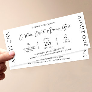 Invitation Élégant Simple Business Event Billet Entrée Pass