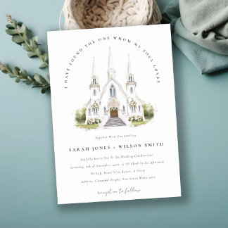 Invitation Élégant simple catholique Mariage de l'église aqua