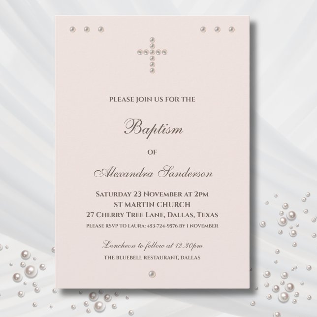 Invitation Elegant Simple Cross Christian Baptism (Créateur téléchargé)