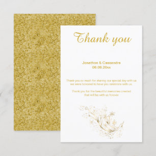 INVITATION ÉLÉGANT SIMPLE FEUILLE D'OR RENVERSÉ OR MERCI