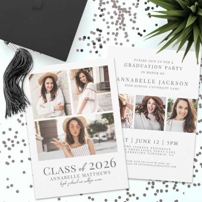 Invitation Élégant Simple Graduate Photo Party (Elegant Simple Graduate Photo Graduation Party Invitation)