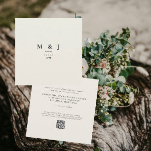 Invitation Élégant & Simple Mariage Moderne Beige Carré II