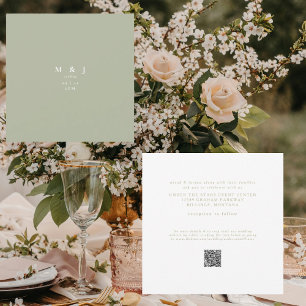 Invitation Élégant & Simple Mariage Moderne Vert Sauge Carré