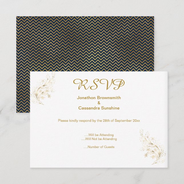 INVITATION ELEGANT SIMPLE MARINE OR PARTIES SCINTILLANT RSVP (Devant / Derrière)