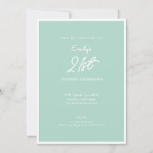 Elegant Simple Modern Mint 21st Birthday Party