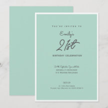 Elegant Simple Modern Mint 21st Birthday Party