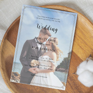 Invitation Élégant Simple Personnalisable Photo Mariage 