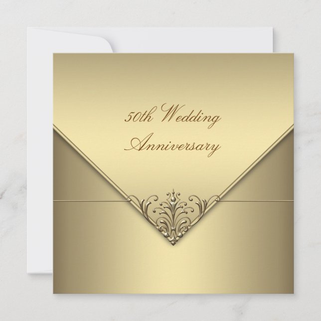 Invitation Élégant Simple Pure Gold 50e anniversaire Mariage (Devant)