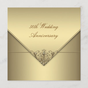 Invitation Élégant Simple Pure Gold 50e anniversaire Mariage