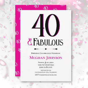 Invitation Elégant Simple Quarante et Merveilleux Anniversair