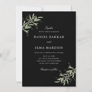 Invitation Elegant Simple Rustic Botanical Greenery Wedding