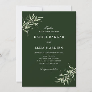 Invitation Élégant Simple Rustique Botanique Verdure Mariage