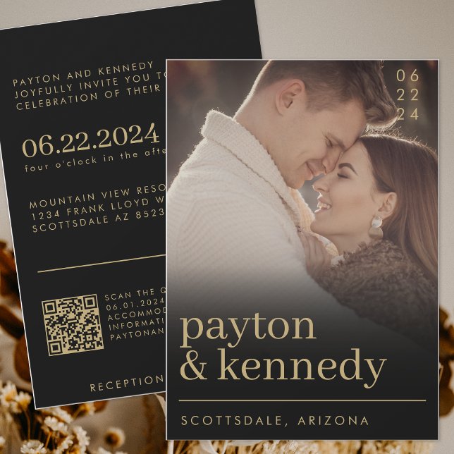 Invitation Élégant simple stylish chic moderne QR Code photo (Créateur téléchargé)