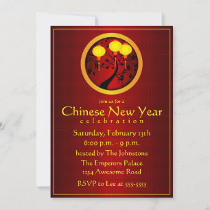 Invitation Elégant singe chinois du Nouvel An avec Lanternes