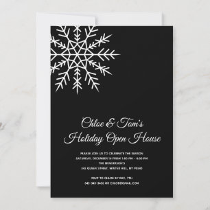 Invitation Élégant Snowflake Holiday Maison ouverte