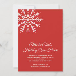 Invitation Élégant Snowflake Red Holiday Open House
