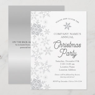Invitation Élégant Snowflakes Silver Company Noël fête