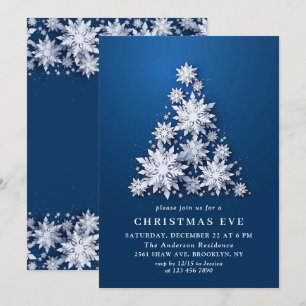 Invitation Élégant Snowflakes Tree Holiday NOËL EVE