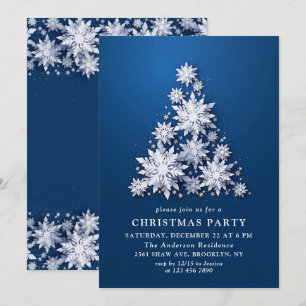 Invitation Élégant Snowflakes Tree Holiday NOËL PARTI
