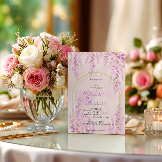 Invitation Elegant Soft Blush Lavender Floral Wedding