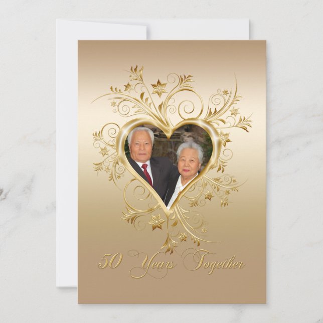 Invitation Élégant souffle de coeur 50e anniversaire de la ph (Devant)