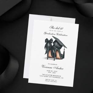 Invitation Élégant Stiletto Féminin et Remise des Diplômes à 