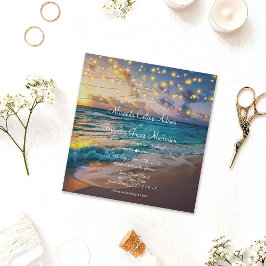 Invitation Élégant String Lights Summer Beach Mariage