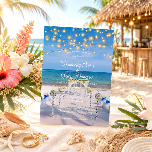 Invitation Elégant String Lights Summer Ocean Beach Mariage