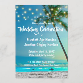 Invitation Elégant String Lights Tropical Beach Mariage