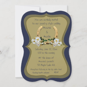 Invitation Elégant style Pays Marine et Or