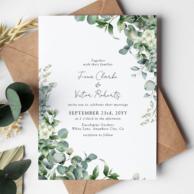 Invitation Elégant succulent Eucalyptus Mariage Invi (Créateur téléchargé)