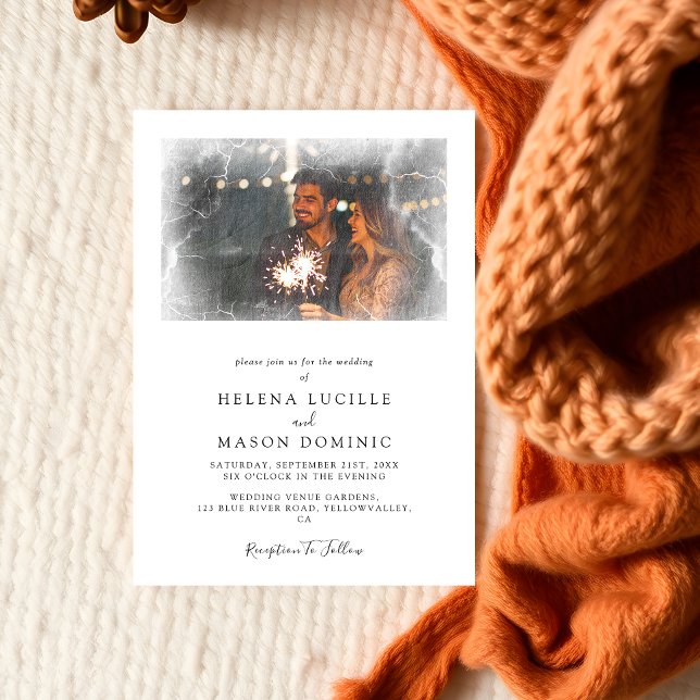 Invitation Élégant superposition photo simple Mariage propre (Créateur téléchargé)