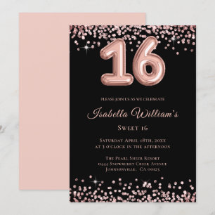 Invitation Élégant Sweet 16 Balloon d'anniversaire Parties sc