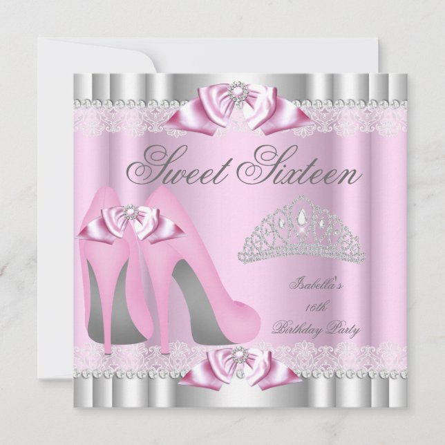 Invitation Élégant Sweet 16 Sweet sixteen Party Rose dentelle (Devant)