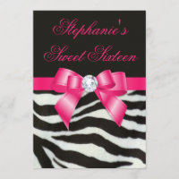 Élégant Sweet 16 Zebra Stripes Hot Pink Bow