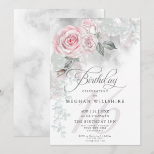 Invitation Elégant Sweet sixteen Aquarelle Anniversaire Rose