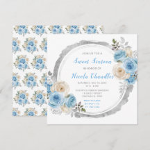 Elégant Sweet sixteen aux fleurs bleu foncé