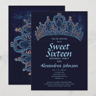 Invitation Elégant Sweet sixteen de la Couronne 16e anniversa
