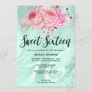 Invitation Élégant sweet sixteen de parties scintillant vert 