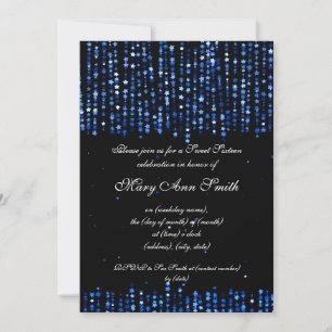 Invitation Élégant Sweet sixteen Party Star Confetti Blue