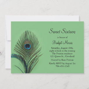 Invitation Élégant Sweet sixteen Peacock vert d'invitation