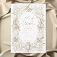 Elégant Tan Chinoiserie Nature Birds Baby shower