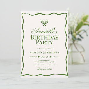 Invitation Élégant Tennis Thème Enfant ou Adulte Anniversaire