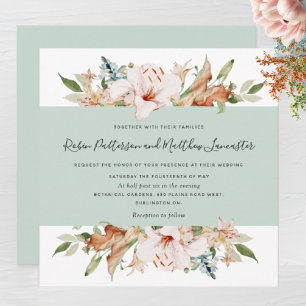 Invitation Élégant Terrain Blooms Sage Green Carré Mariage da