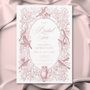 Invitation Élégant thé de mariage à motifs de chinoiserie ros